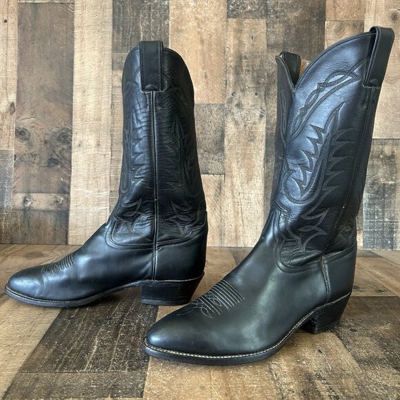 Tony Lama Vintage Classic Black Western Cowboy Boots Mens 10 EE - Picture 12 of 12